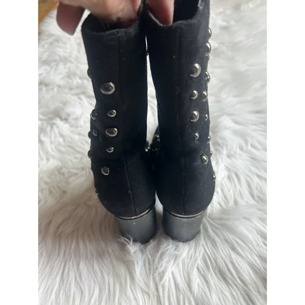 Cape Robbin Women's Size 8.5 Black Studded Heel Boots Booties Dark Academia
